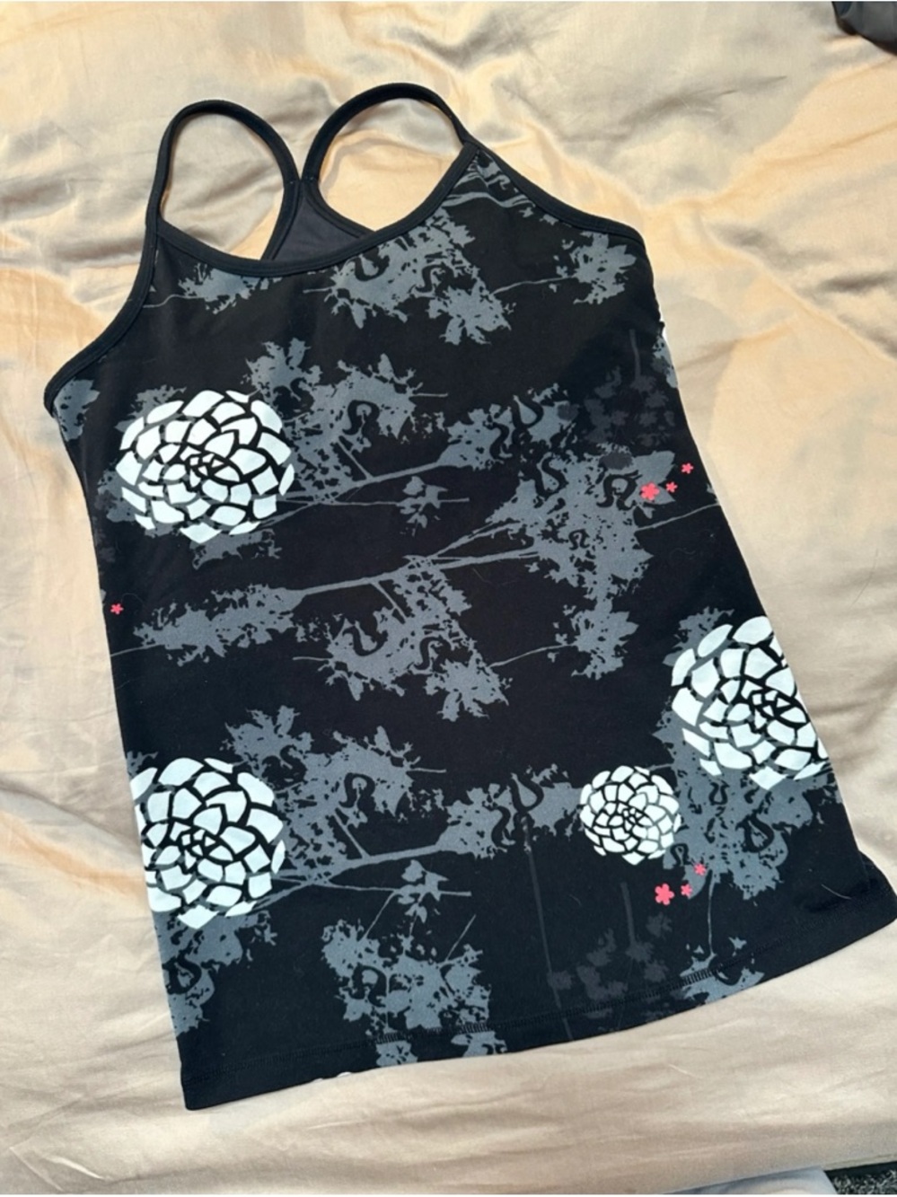 lululemon athletica Black Floral Print Camisole